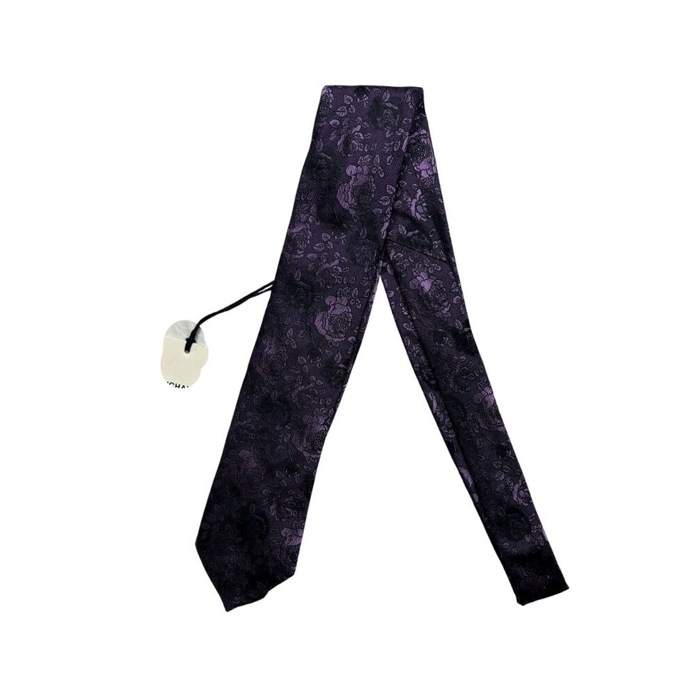 5-97 DUCHAMP Men's NWT 100% Silk Floral Tie Purple